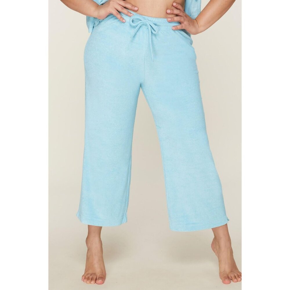 Andie Swim The Crop Pant Women's Large Cabana Blue Cover-Up Lounge & Resort Wear